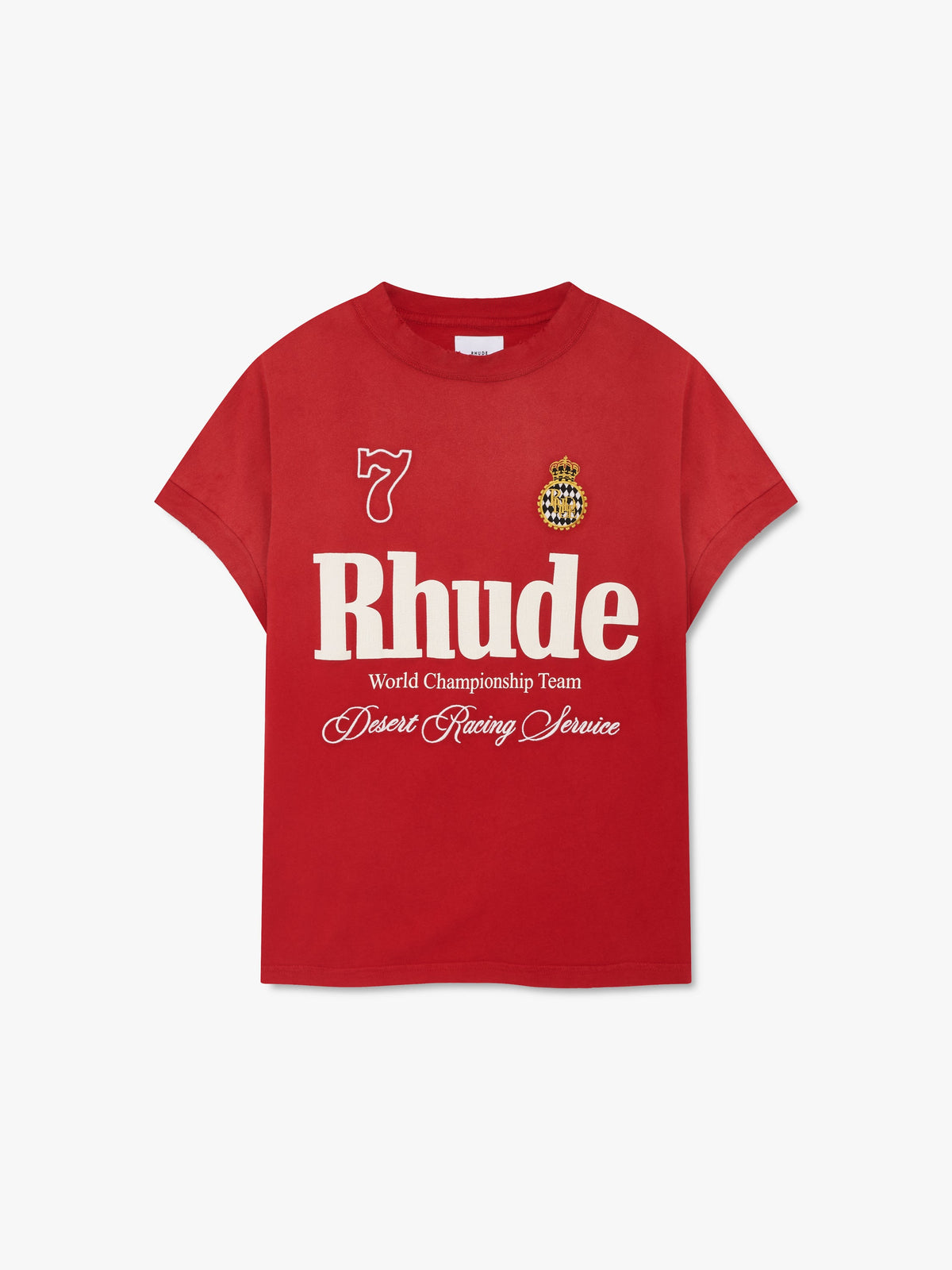 RHUDE DESERT RACING SCRIPT CUT-OFF TEE