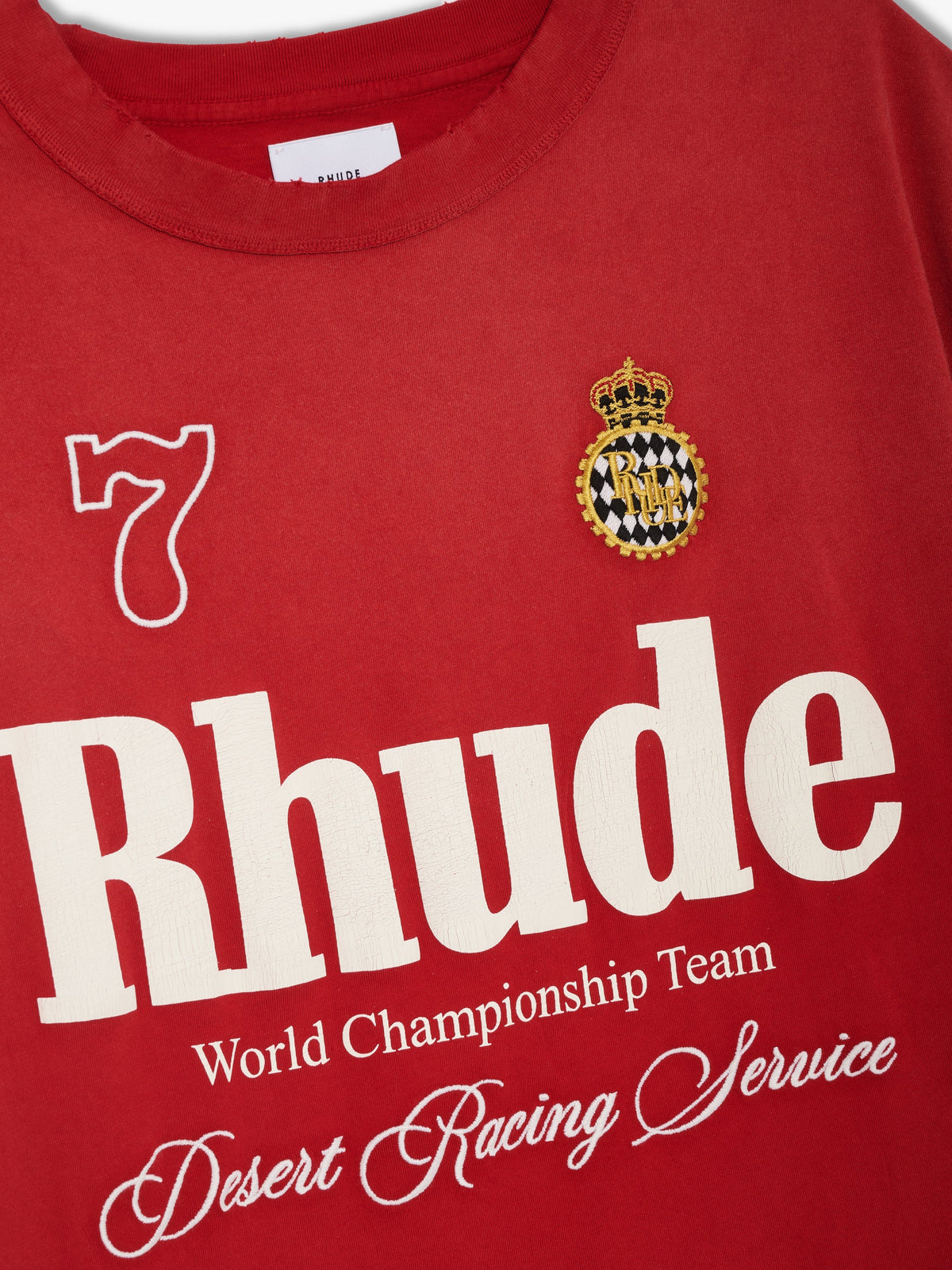 RHUDE DESERT RACING SCRIPT CUT-OFF TEE